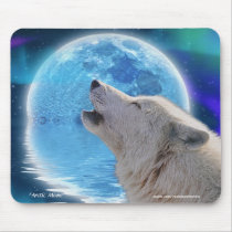 遠ぼえの北極オオカミ及び月の想像の芸術Mousepad マウスパッド