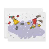 雪で遊んでいる子供 招待状