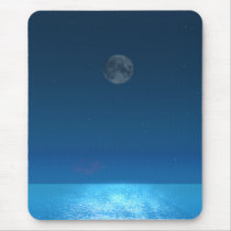 雲一つない空の穏やかな海Mousepadのブルームーンの薄暗がり