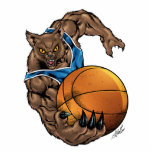 青い山猫のボブキャットのバスケットボール白い縞 フォトスカルプチャー