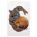 青い山猫のボブキャットのバスケットボール白い縞 レター用品