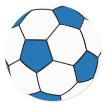 青および白いサッカーボール 丸形シールステッカー