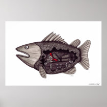 魚の超現実的な白黒芸術の睡眠