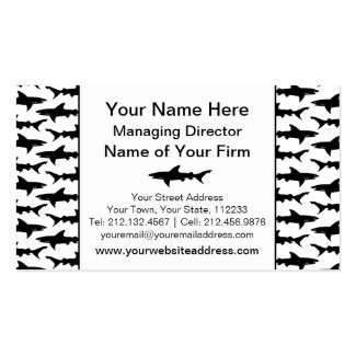 鮫-優雅な白黒鮫パターン ビジネスカードテンプレート