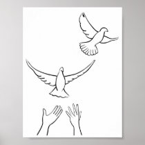 鳩を解放する手