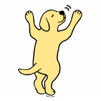 黄色いラブラドルの子犬の抱擁漫画 フォトスカルプチャー