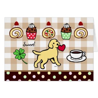 黄色い実験室の子犬の中心の漫画 card