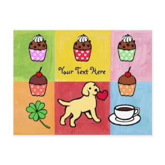 黄色い実験室の子犬の中心の漫画 postcard