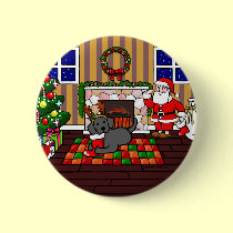 黒いラブラドルおよびサンタのクリスマスの漫画 缶バッジ
