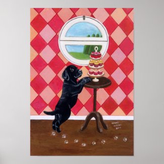 黒いラブラドル・レトリーバー犬の芸術のプリント