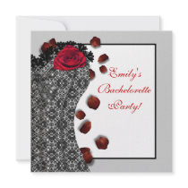 黒いレースのコルセットの赤いハイヒールのBachelorette党