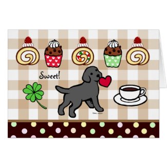黒い実験室の子犬の中心の漫画 card