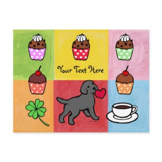 黒い実験室の子犬の中心の漫画 postcard