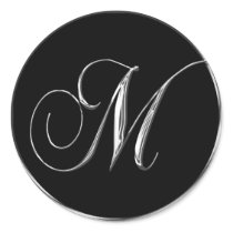 黒い結婚式のシールのモノグラムの手紙Mのスライバ