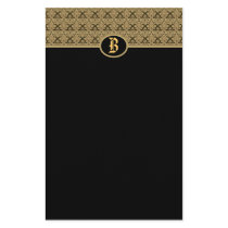黒い金ゴールドのモノグラムのダマスク織の文房具 レター用品デザイン