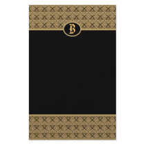 黒い金ゴールドのモノグラムのダマスク織の文房具 レター用紙