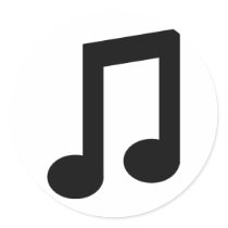 黒い音楽ノートアイコン 丸形シールステッカー