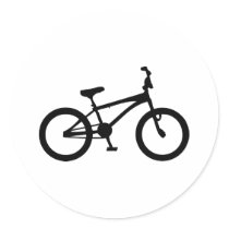 黒いbmxの自転車 丸形シール・ステッカー