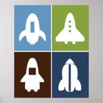 1枚の4枚のポスターの宇宙ロケット#2セット!