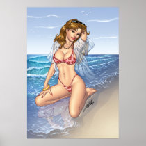 Alリオからの巨大な25x35セクシーなビキニ浜のPinup プリント