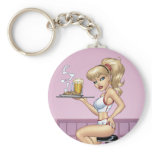 Alリオによるセクシーなブロンドのウェートレスのカスタマイズ可能なPinup キーホルダー
