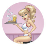 Alリオによるセクシーなブロンドのウェートレスのカスタマイズ可能なPinup シール