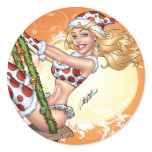 Alリオによる振動のセクシーなクリスマスのPinupの女の子 シール