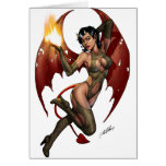 Alリオによる火が付いているセクシーな悪魔の女の子のPinup カード