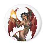 Alリオによる火が付いているセクシーな悪魔の女の子のPinup マグネット