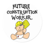 Baby in Hardhat Construction Round Stickers
