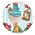Bleu Cakes and Pink RoseTea for Marie Antoinette Round Sticker