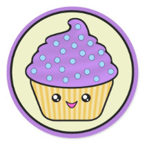 Cuppyのケーキの紫色Kawaii シール