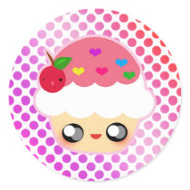 Kawaiiのカップケーキ! 丸形シールステッカー
