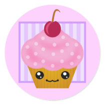 Kawaiiのチェリーのカップケーキ シール