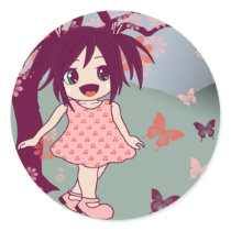 Kawaiiの日本人のChibiの日本製アニメのMangaの女の子のステッカー シール・ステッカー