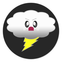 KAWAIIの雲電光雷雨 丸形シールステッカー