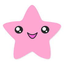 Kawaiiはピンクの星のステッカーに直面します シール・ステッカー