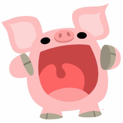 "OINK!!!" かわいい漫画のブタの写真の彫刻 作者：Lioness_Graphics