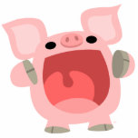"OINK!!!" かわいい漫画のブタの写真の彫刻