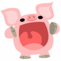 "OINK!!!" かわいい漫画のブタの写真の彫刻 フォトスカルプチャー