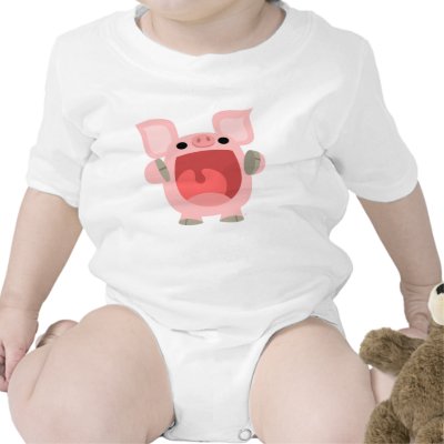 "OINK!!!" かわいい漫画のブタの赤ん坊の服装 作者：Lioness_Graphics