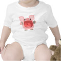 "OINK!!!" かわいい漫画のブタの赤ん坊の服装 tシャツ