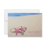 PixDezines rsvp vintage Pink Starfish/Beach Invitation