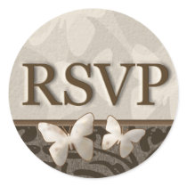 RSVPの蝶 丸形シールステッカー