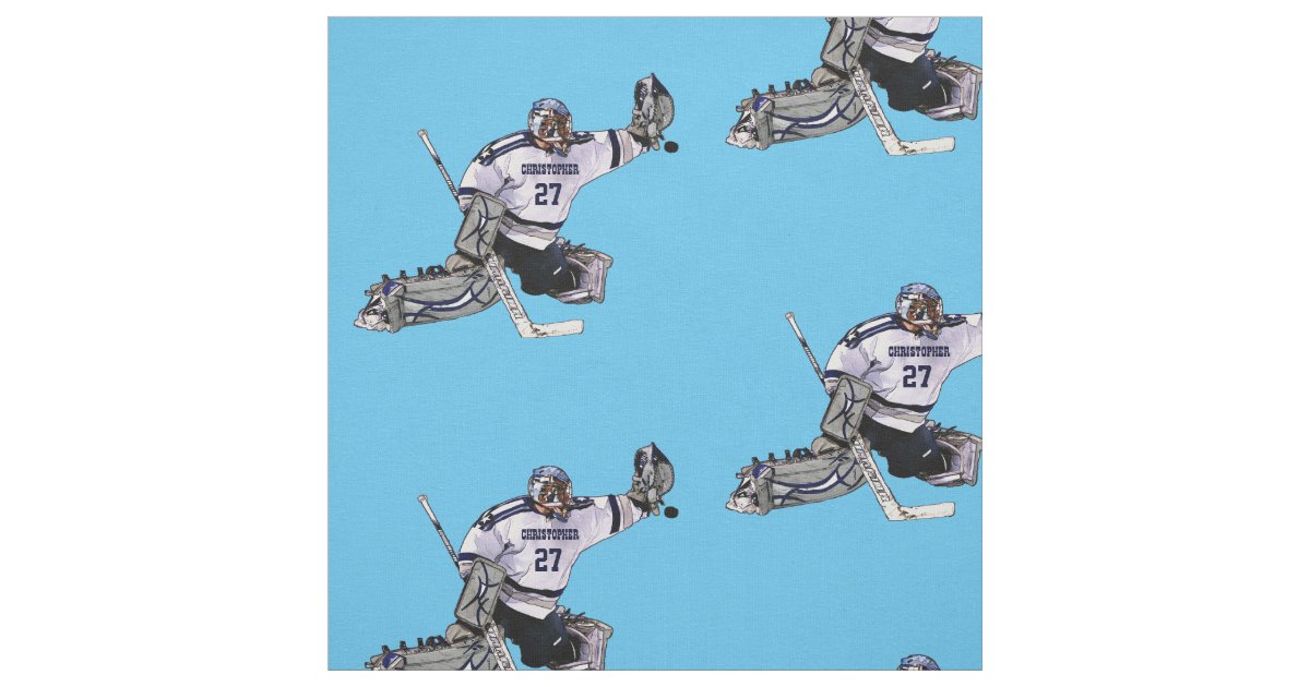 あなたの一流のスケッチを持つアイスホッケーのゴールキーパー ファブリック Zazzle Co Jp