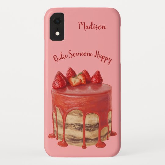 いちごのケーキの名前をカスタムする及び文字の電話箱 Case Mate Iphoneケース Zazzle Co Jp