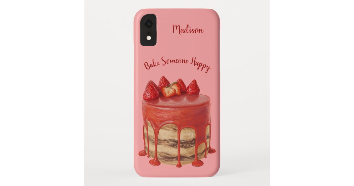 いちごのケーキの名前をカスタムする及び文字の電話箱 Case Mate Iphoneケース Zazzle Co Jp