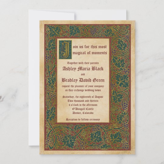 おとぎ話の中世照明付結婚き原稿 招待状 Zazzle Co Jp