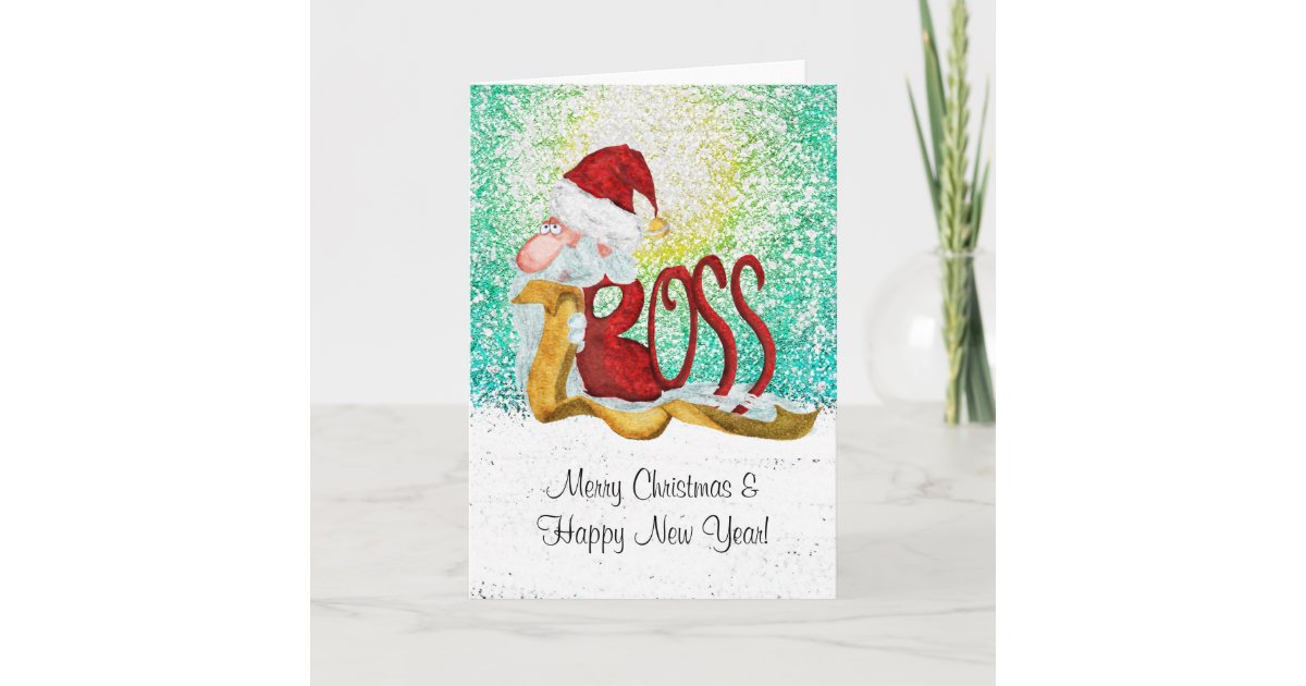 おもしろいなサンタのボスのクリスマス シーズンカード Zazzle Co Jp