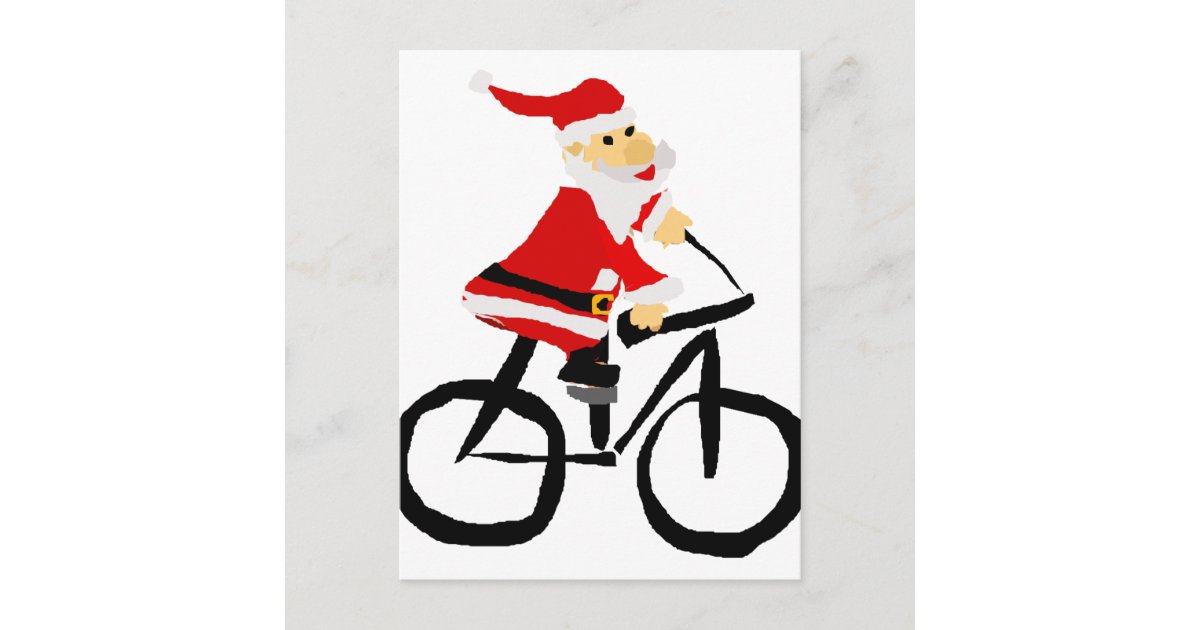 おもしろいなサンタクロースの乗馬の自転車のクリスマスの芸術 シーズンポストカード Zazzle Co Jp